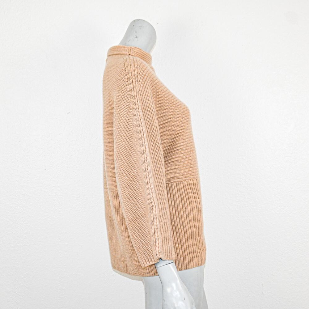 ST. JOHN Medium 100% Cashmere Mock Neck Sweater Beige knit - Picture 4 of 11
